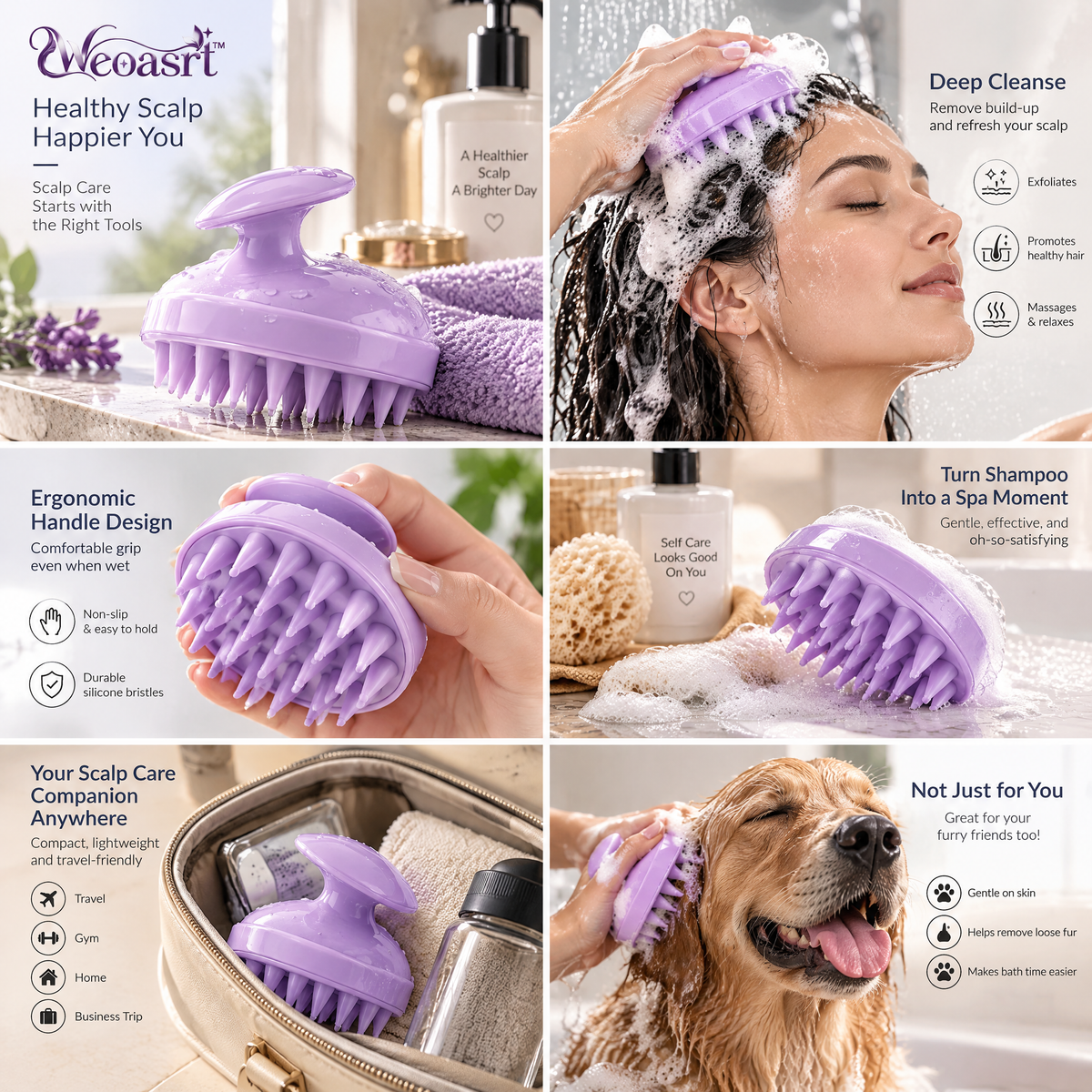 Weoasrt™ Soft Silicone Scalp Massager Shampoo Brush