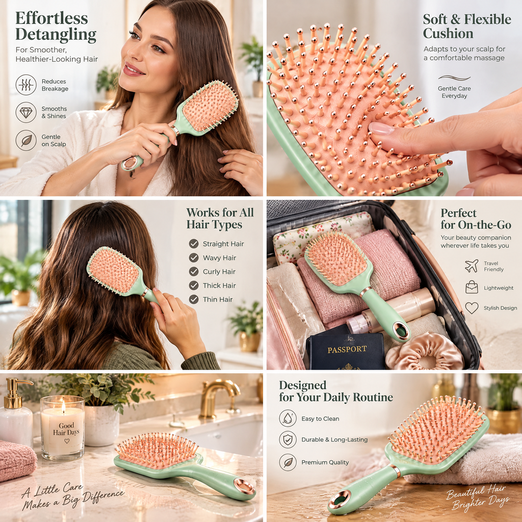 Weoasrt™ Pastel Detangling Paddle Hair Brush