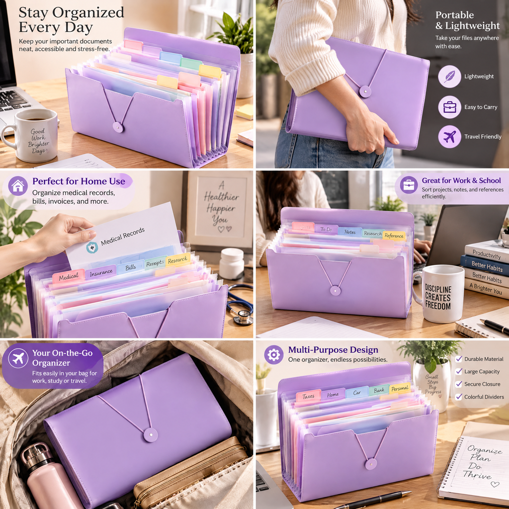 Weoasrt™ Pastel Expanding Accordion File Organizer